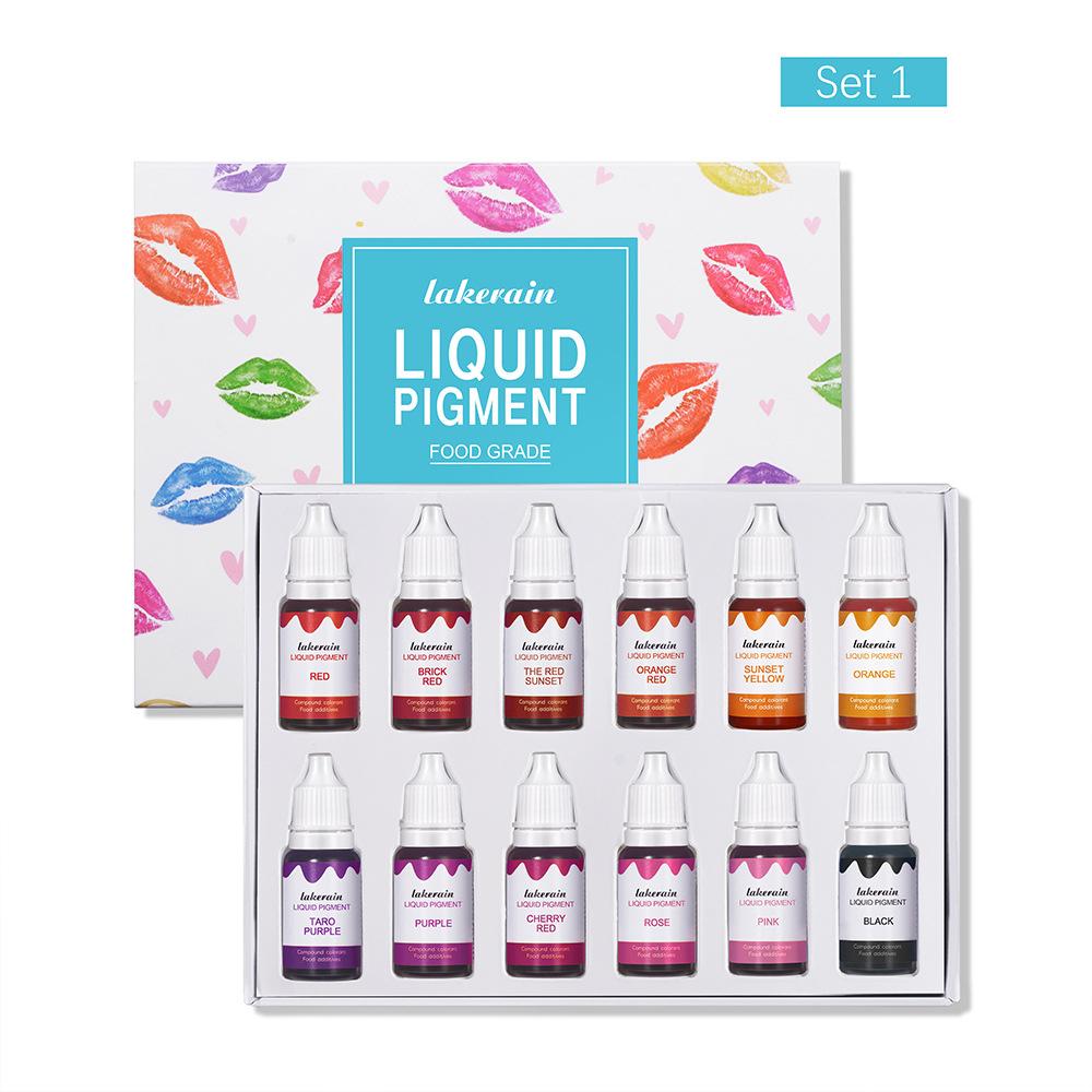DIY Lipgloss Flüssigpigment Set Hausgemachte Lippenstiftfarben Herstellung Farbstoff Essenzöl Tropfen Färbeset für Lipgloss DIY Gebrauch
