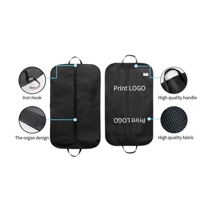 1pcs Black Suit Dustproof Garment Bag With Label Down Jacket Clothing Organizer Apparel Storage Pouch For Formal Wear
