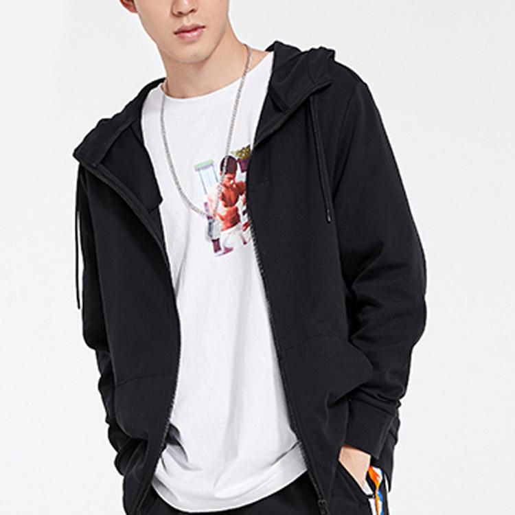 Li-Ning Badfive Basketball Series Hooded Cardigan Sweatshirt Men Outerwear Black AWDQ073-2