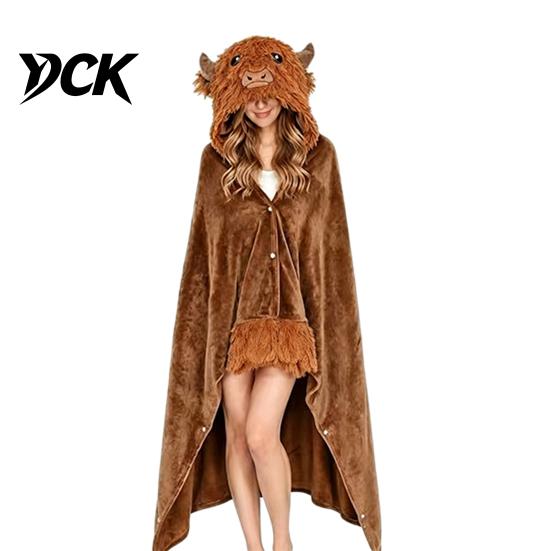 Animal Themed Blanket Wearable Hoodie, Adults Oversized Fleece Sweatshirt Lightweight Warm Sleepwear, Halloween Cosplay Costume Plush Hooded