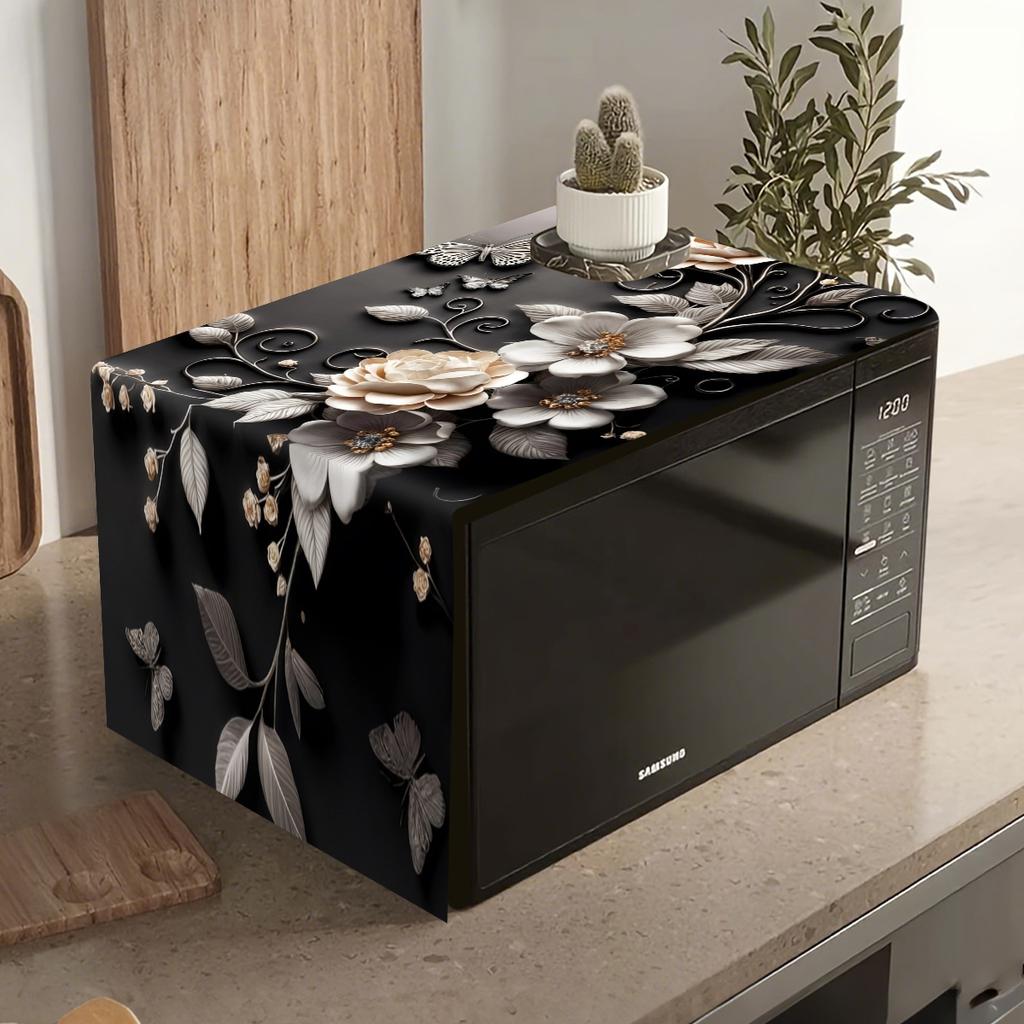 Flower Microwave Dust Cover 35x85cm Polyester Oven Dust Cover Machine Protector For Home Kitchen Dining Room Appliance Cover