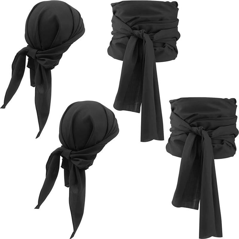 Halloween Pirate Costume Medieval Renaissance Linen Pirate Headscarf Belt Accessories