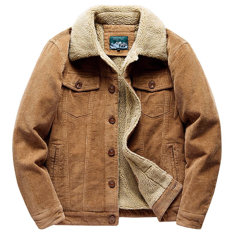 Young and Middle-aged Pure Cotton Autumn and Winter Cotton-padded Jacket with Velvet Loose American Version