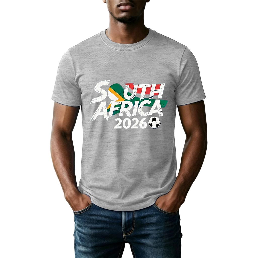 Unisex Voetbal Fan Shirt Zuid-Afrika 2026 Support Shirt Casual Top met Korte Mouwen voor Voetbal Evenementen en Sportactiviteiten