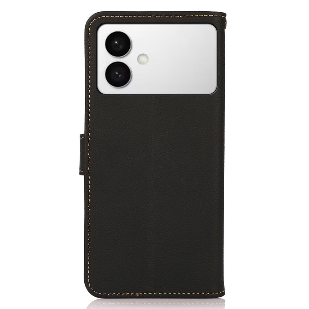 KHAZNEH for Samsung Galaxy S26 Edge Case Genuine Cow Leather RFID Blocking Wallet Phone Cover
