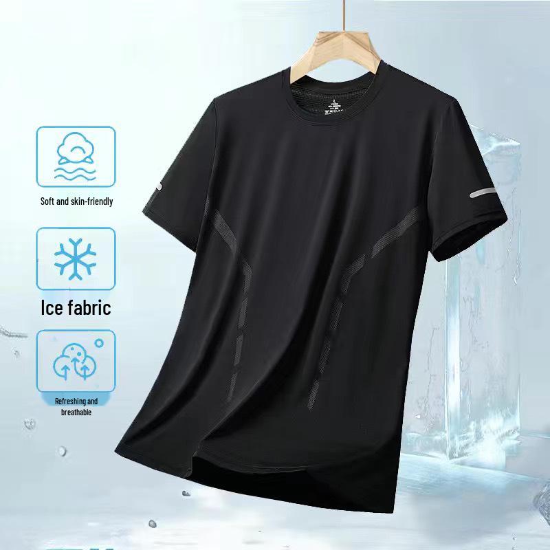 Men's Quick-Dry Ice Silk Mesh T-Shirt - Breathable, Loose-Fit, Casual Short Sleeve Sportswear