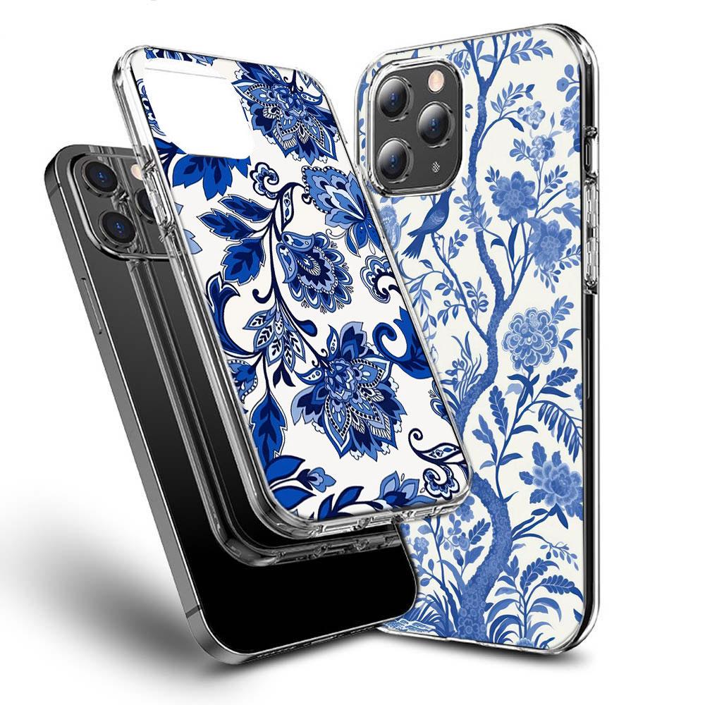 Blue White Porcelain Pattern Phone Case For Iphone 16E 15 Pro 14 Plus 17E 16 17 Pro Max Air 11 12 13 Mini Shockproof Capa Cut