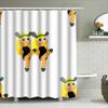 Adorable Cartoon Yellow Bee Family Shower Curtain Set Waterproof Fabric Print For Bath Decorations