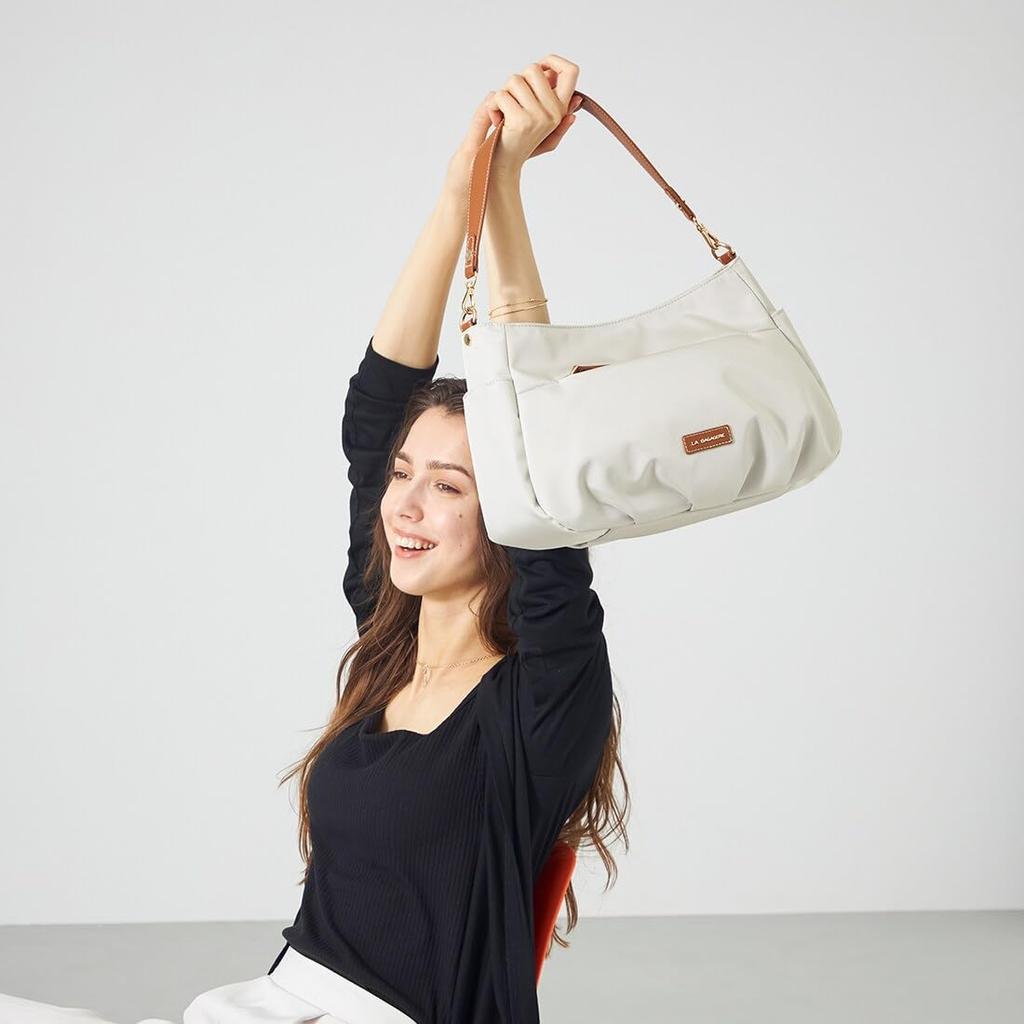 Labagagery Polyester Canvas Tucked Shoulder Bag B008702 Brown (20)