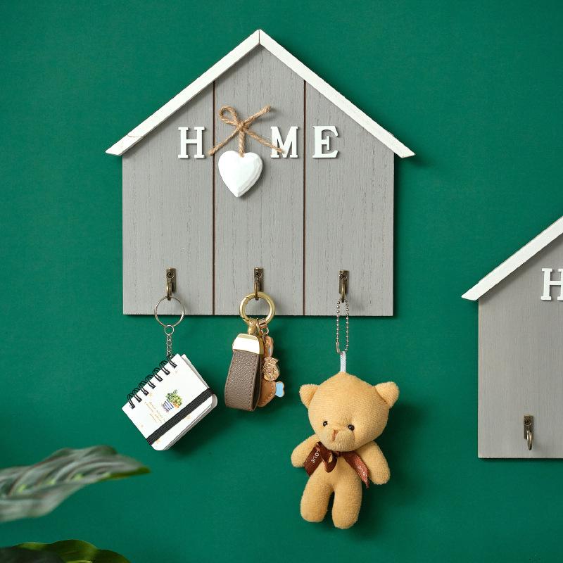 Wooden Wall-Mounted Key and Coat Hook – Punch-Free Door Hanger for Entryway