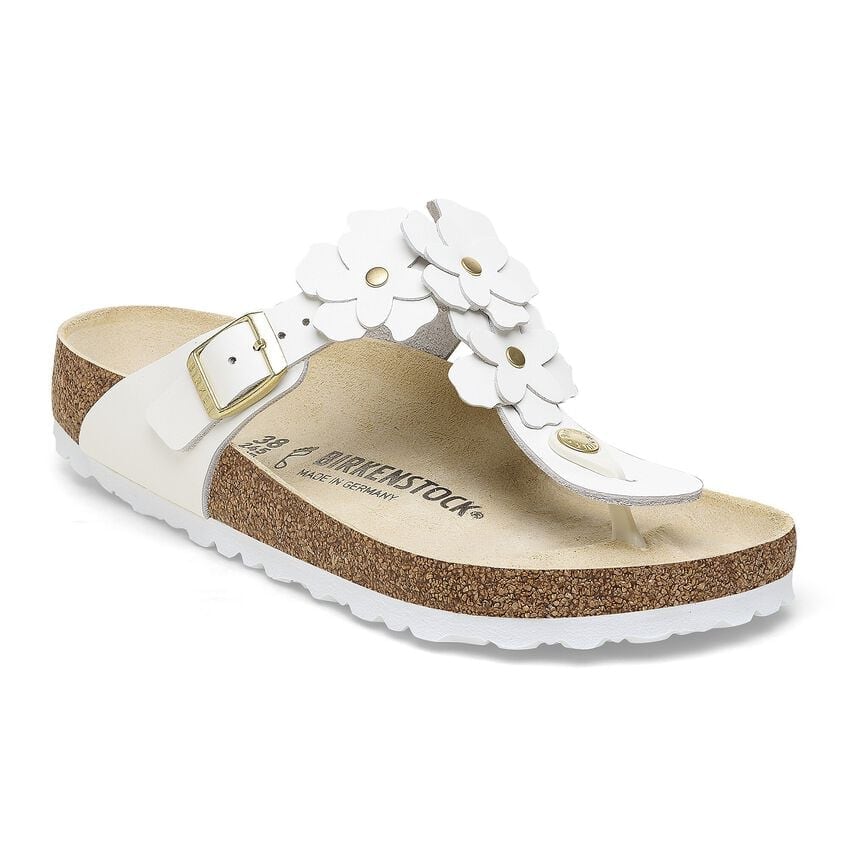 Birkenstock Gizeh Flower EVA Abrasion Resistant Abrasion Resistant Flip Flops Women's White Narrow 1026735