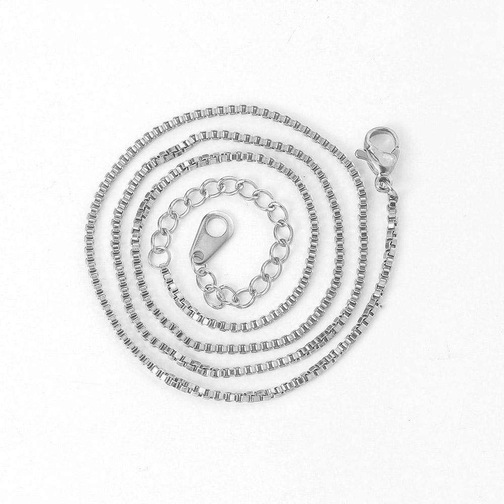 

Thin Box Chain Necklaces For Men Women 1.5MM Stainless Steel Chains DIY Zircon Minimalist Necklace Fashion Zircon C027 45CM