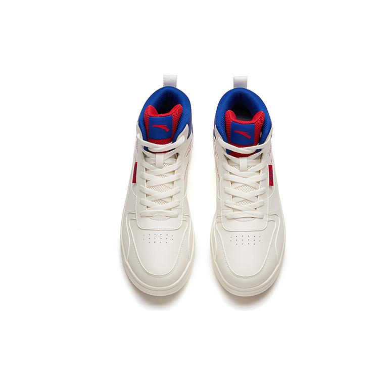 New Anta Life Collection Anti Slip Wear Resistant High Top Skateboard Shoes Men's White Blue 912038010-15