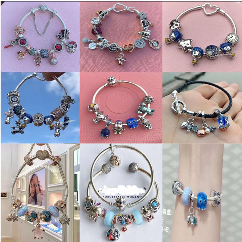 Pandora Silber & Kupfer Rosa Magnolien Herzblatt Perlen zum vielseitigen DIY-Fädeln