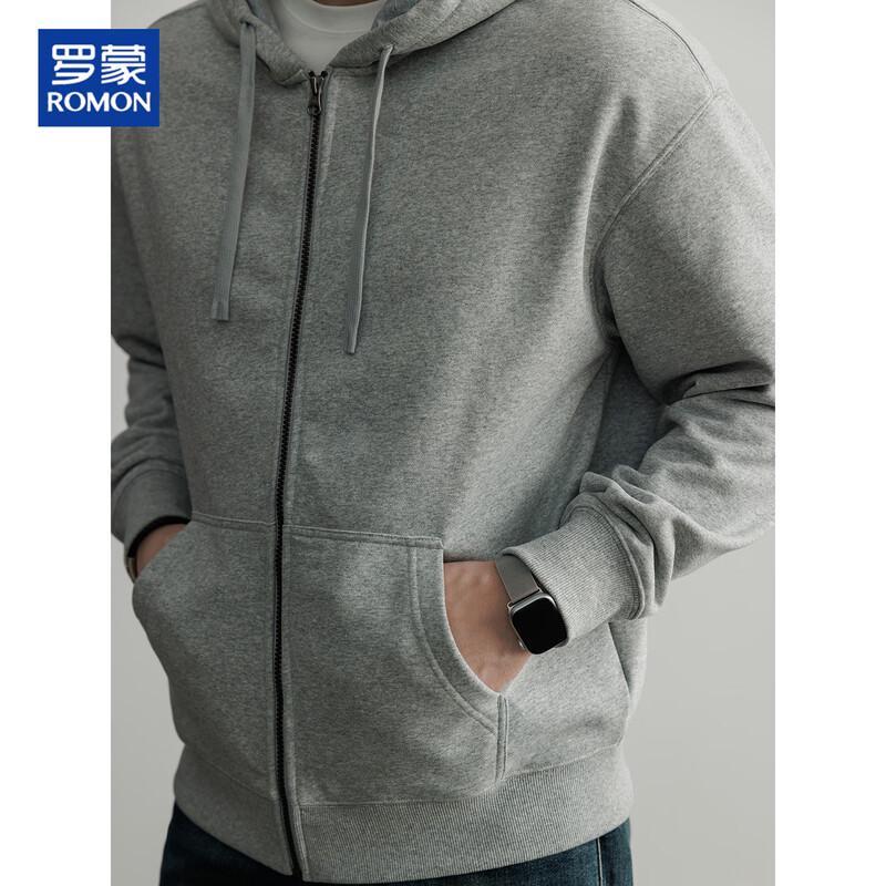 ROMON Men's Heavyweight Full-Zip Hooded Sweatshirt