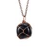 Hand-Wound Irregular Natural Stone Crystal Rough Stone Amethyst Pendant Necklace N669