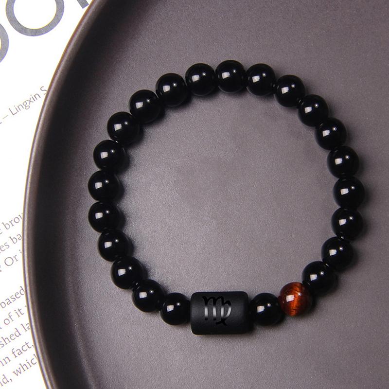 Natural Stone Beaded Bracelet 12 Constellation Couple Bracelet For Women Men High-Quality Elastic Rope Bracelet Jewelry Gifts