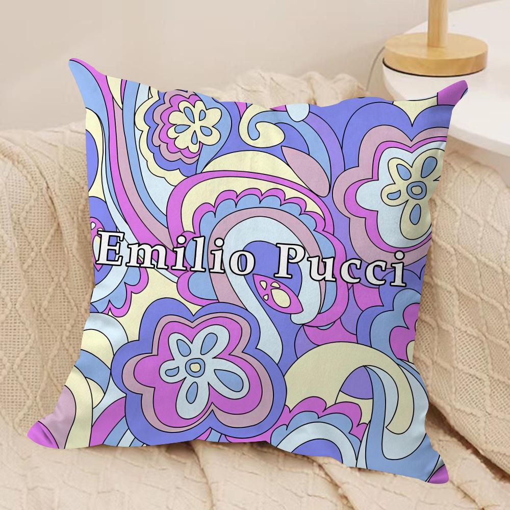 Fashion E-EE-Emilio logo P-Pucci Cushion Cover Soft Plush Double-Sided Pillow Cover Cozy Sofa Cushion Case Living Room Home Gift