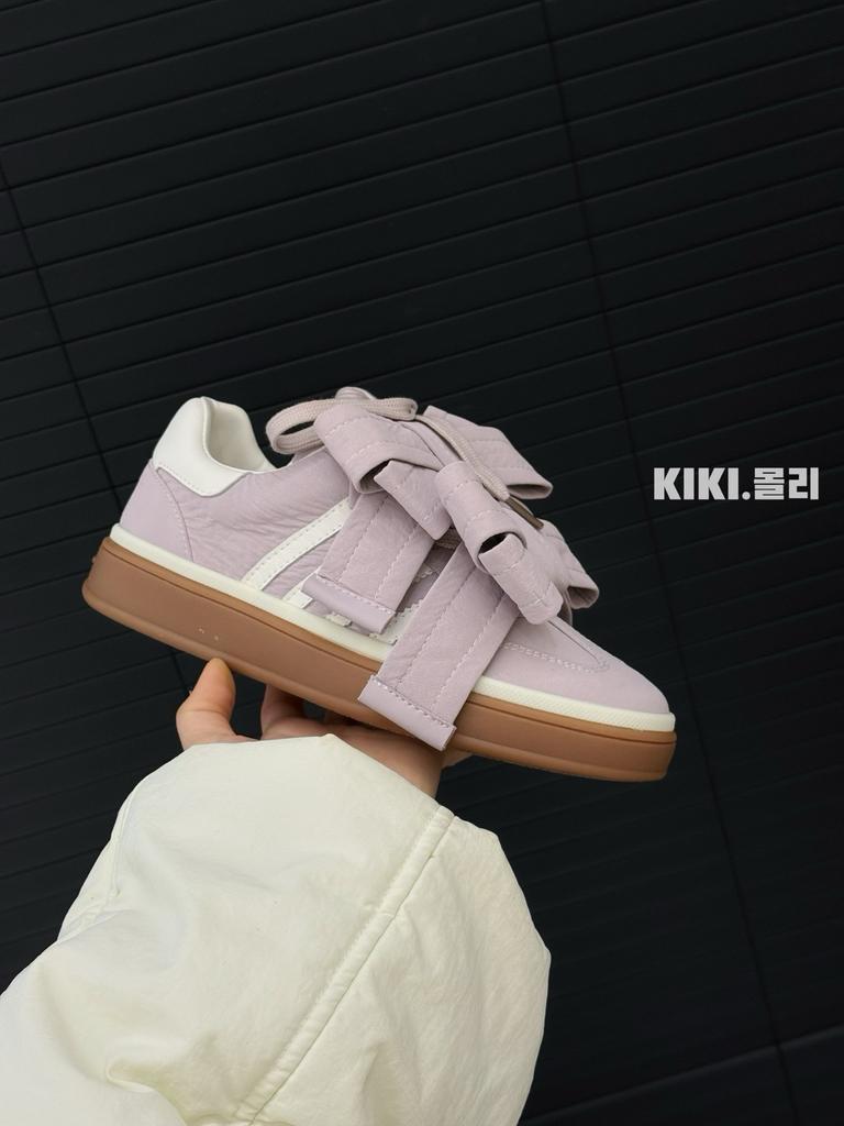 Neue Leder-Plateau-Freizeit-Board-Schuhe Damen Schnürschuh Schleife High-End-Mode