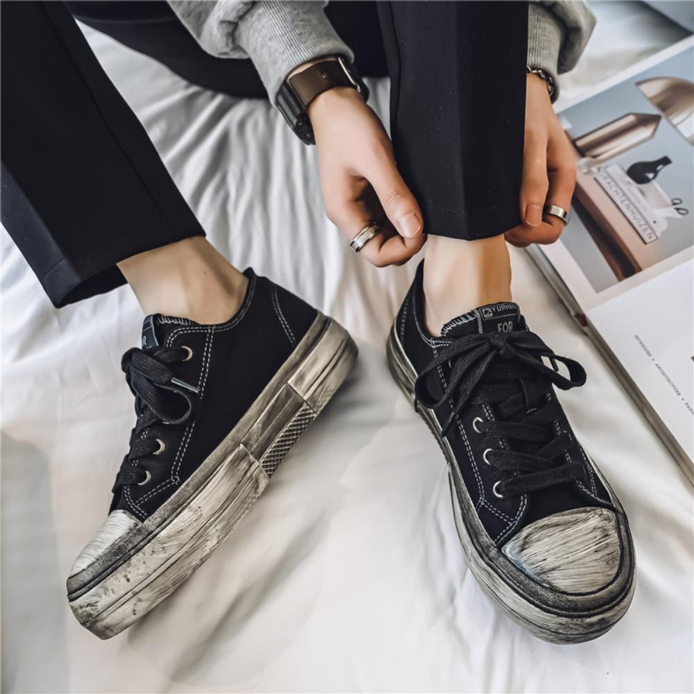 Thick Soled Canvas Shoes Men Vulcanized Shoes New Breathable Versatile Casual Shoes Retro Men's Board Shoe Sneakers for Men