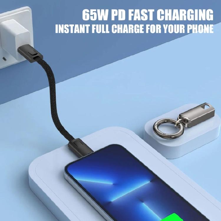 Phone Lanyard Data Cable Quick Charging PD65W USB C To Type C Short Cable 16CM with Keychain Hook Efficient Power Supply