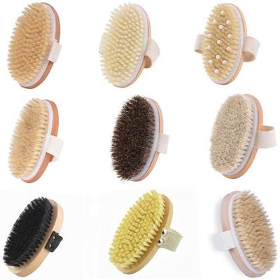 In Stock: He Mu Hand-Held Exfoliating Shower Brush - Dual-Use Dry/Wet Airbag Massager with Boar Bristles for Back Scrubbing