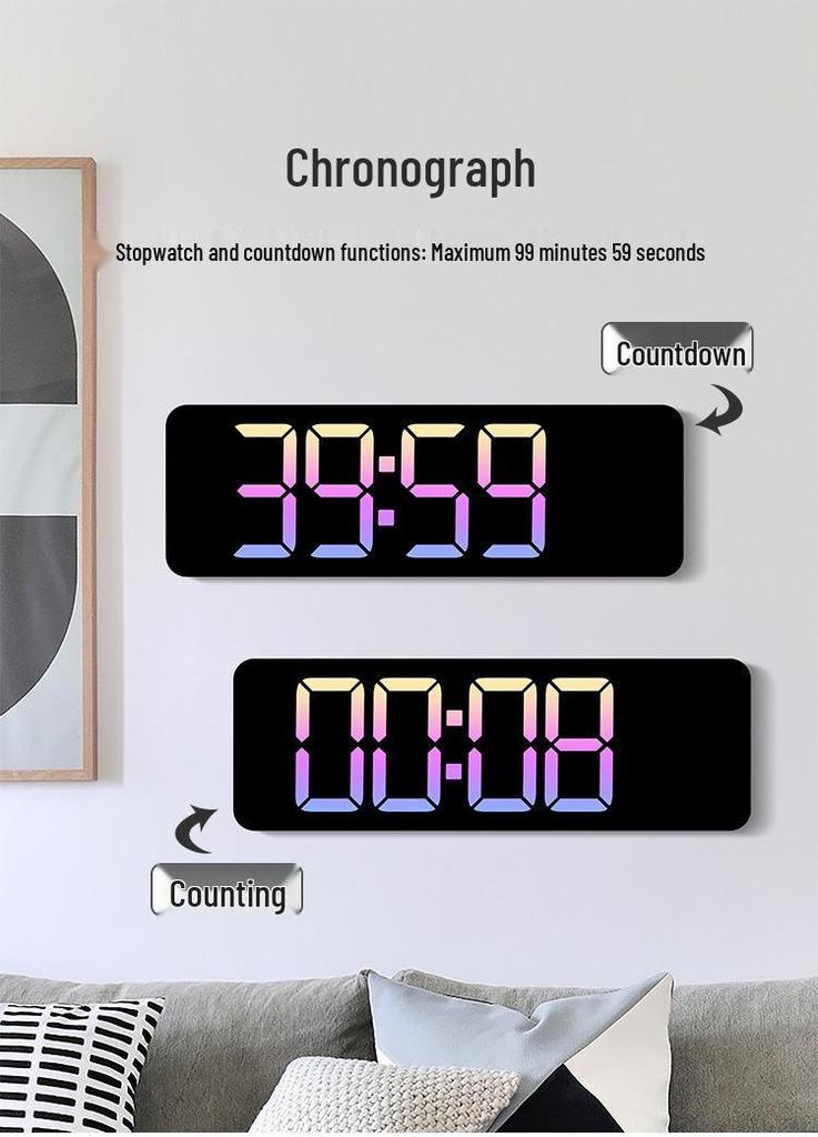 Large Electronic Wall Clock with Countdown & Multiple Alarms, Model 5526