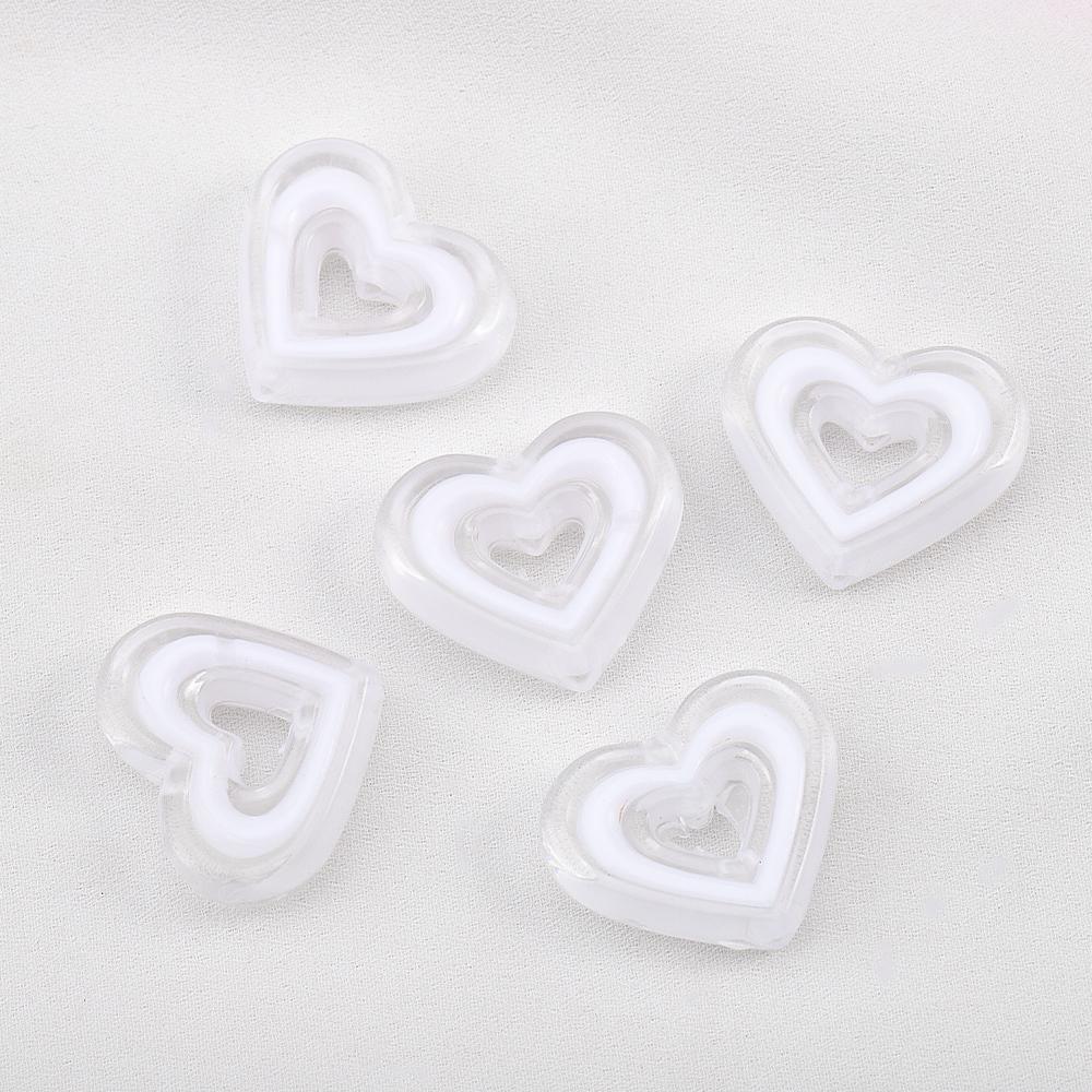 Transparent Multi Color Heart Shape Beads Bracelet Spacer Acrylic Hollow Love Charms Necklace Bracelet DIY Jewelry Accessories
