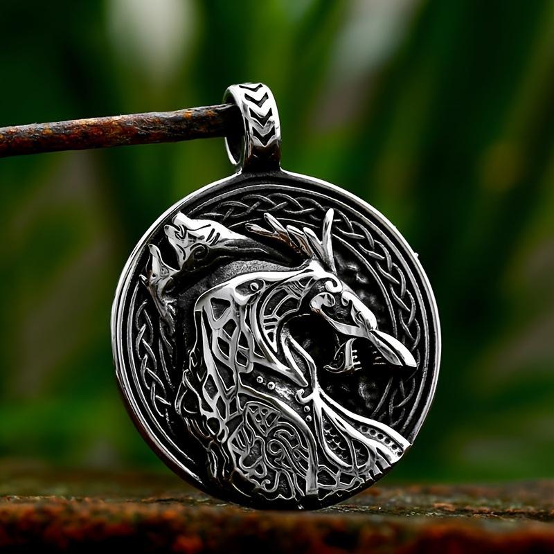 Fashionable Beijing Wolf Head Nordic Charm Men s Trendy Accessories Necklace Pendant 60CM(Necklace Long)
