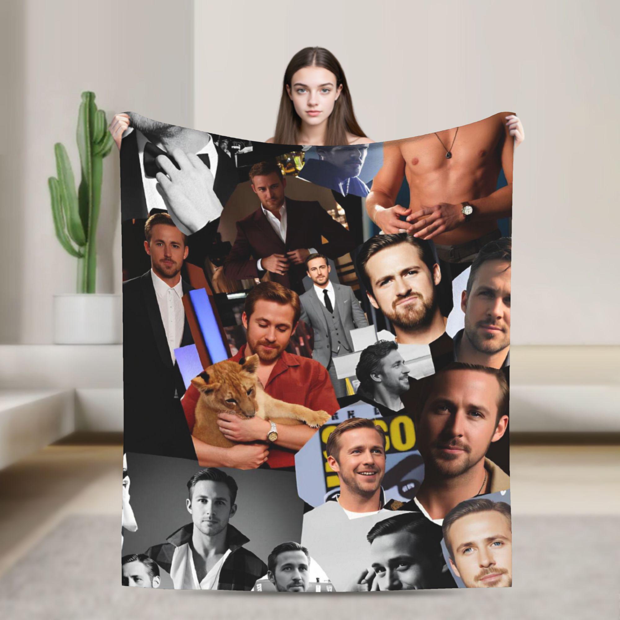 Ryan Gosling Collage Blankets Super Soft Throw Blanket Winter Kids Adults Outdoor Travel Office Bedspread 75X95CM