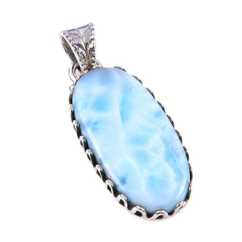 Natural Republic Larimar Gemstone 925 Solid Sterling Silver Pendant 1.50'' D3H46