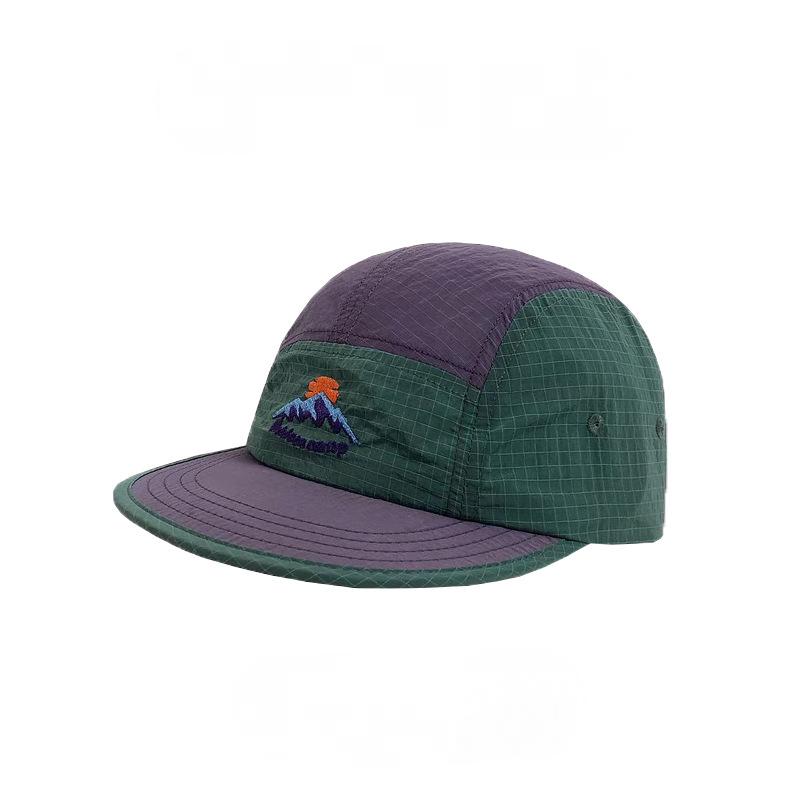 

Outdoor Quick-Dry UV Protection Color Block Baseball Cap Lightweight Breathable Sun Hat Short Brim Practical Unisex Design Adjustable зелений
