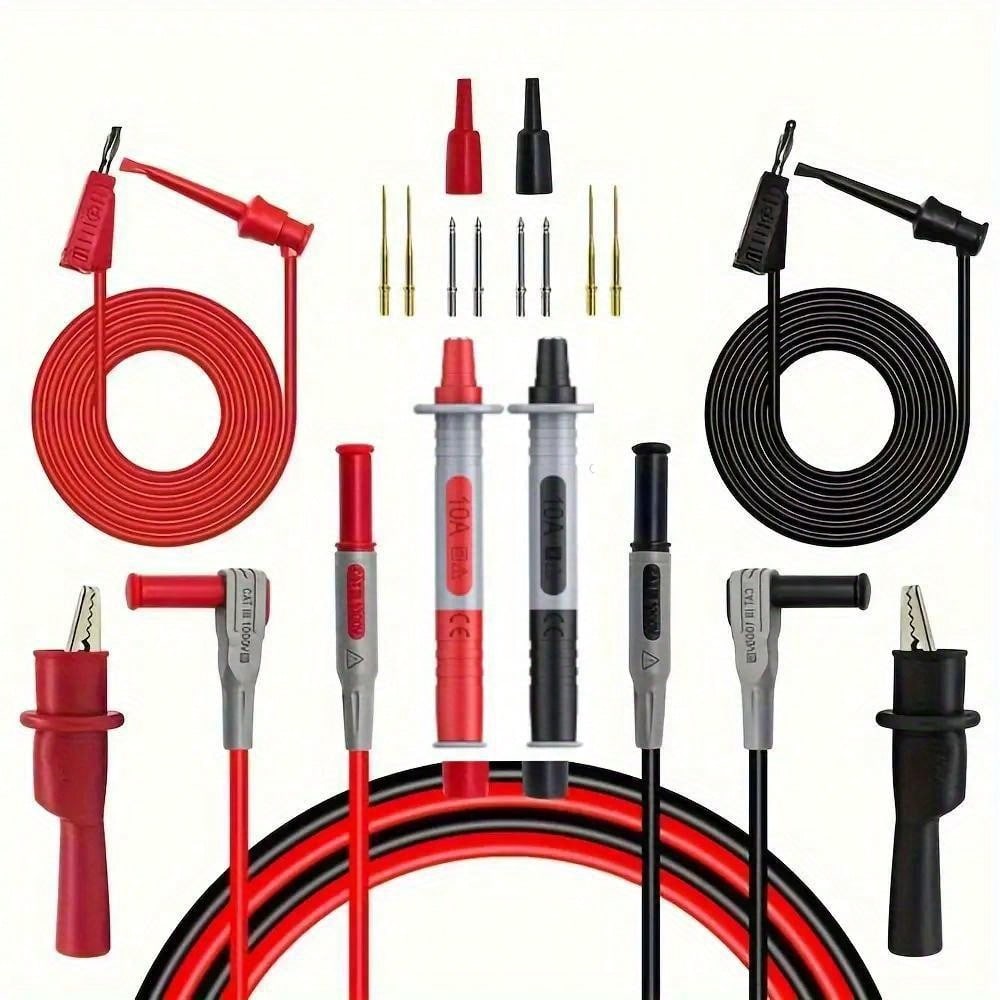 18pcs P1308B Test Lead Kit - 4mm Banana Plug with Test Hook, Alligator Clip & Replaceable Multimeter Probes