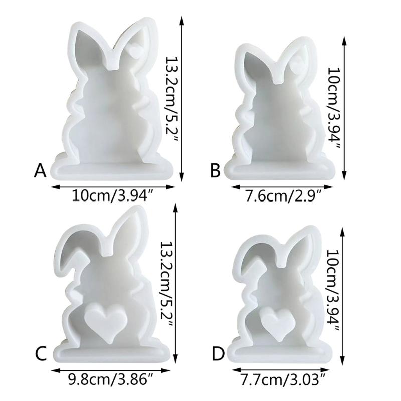 Easter Rabbit Candle Molds Heart Rabbit Silicone Mould DIY Handmade Cake Chocolate Epoxy Baking Mould for Valentines Day