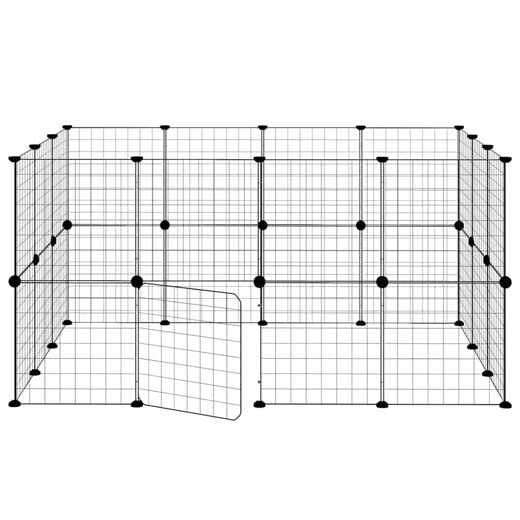 28 Piece Pet Cage with Door Black 35 X 35 Cm Steel