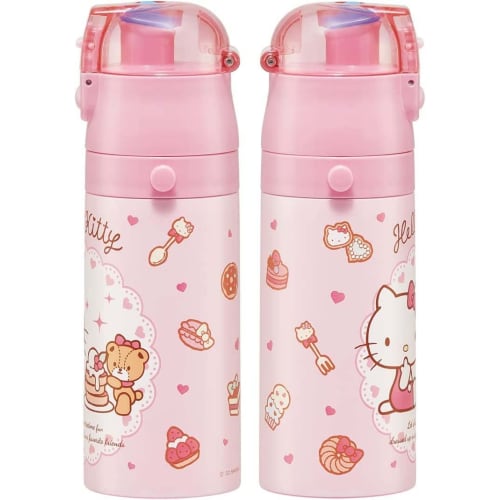 Borraccia Skater Hello Kitty Sweets Shop Sanrio 350ml Tazza per bere diretta per bambini Bere 2WAY con tazza in acciaio inossidabile SKDC3-A