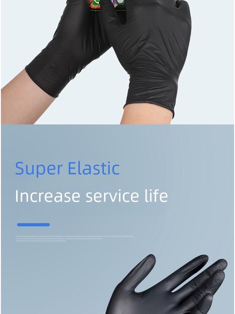 Wanli Black Nitrile Disposable Gloves - Food Grade, Acid & Alkali Resistant, Ideal for Housework & Tattoos