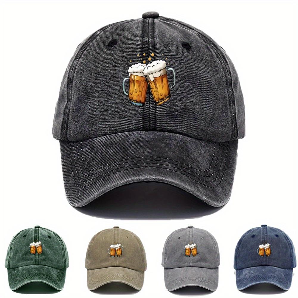 Pc Vintage Distressed Baseball Cap with Beer Print Adjustable Dad Hat Suitable for Daily Wear Father Day Gifts Teacher Eve