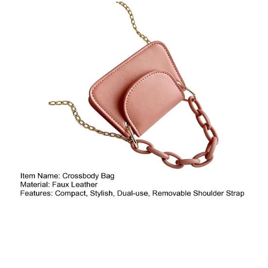 Women Crossbody Bag Small Handbag with Removable Metal Chain Shoulder Strap Crossbody Purse for Phone Lipstick Cards