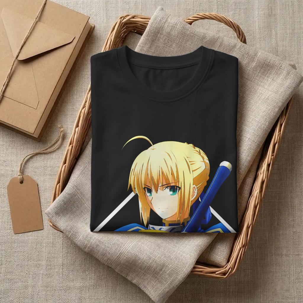 Fate Stay Night Saber Alter T Shirts 100 Cotton Vintage TShirts O Neck Tee Shirt Short Sleeve Clothing Gift Idea