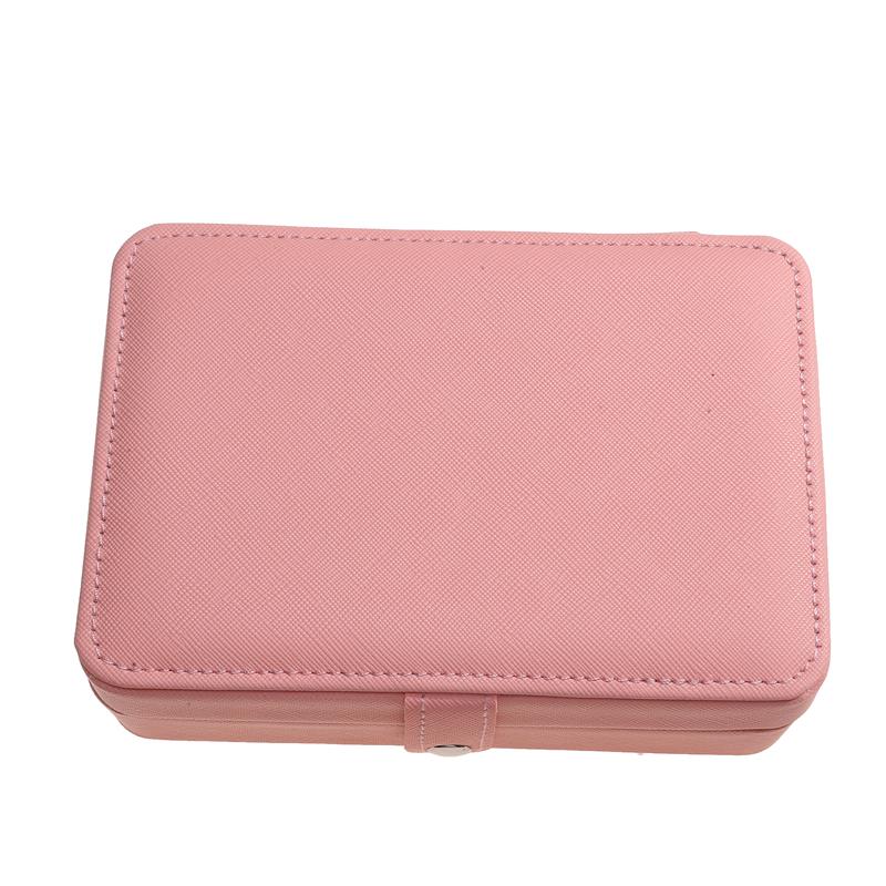 Double-Layer Portable Jewelry Box Organizer Display Travel Necklace Earrings Ring Case Boxes Leather Storage Zipper Jewelers Box