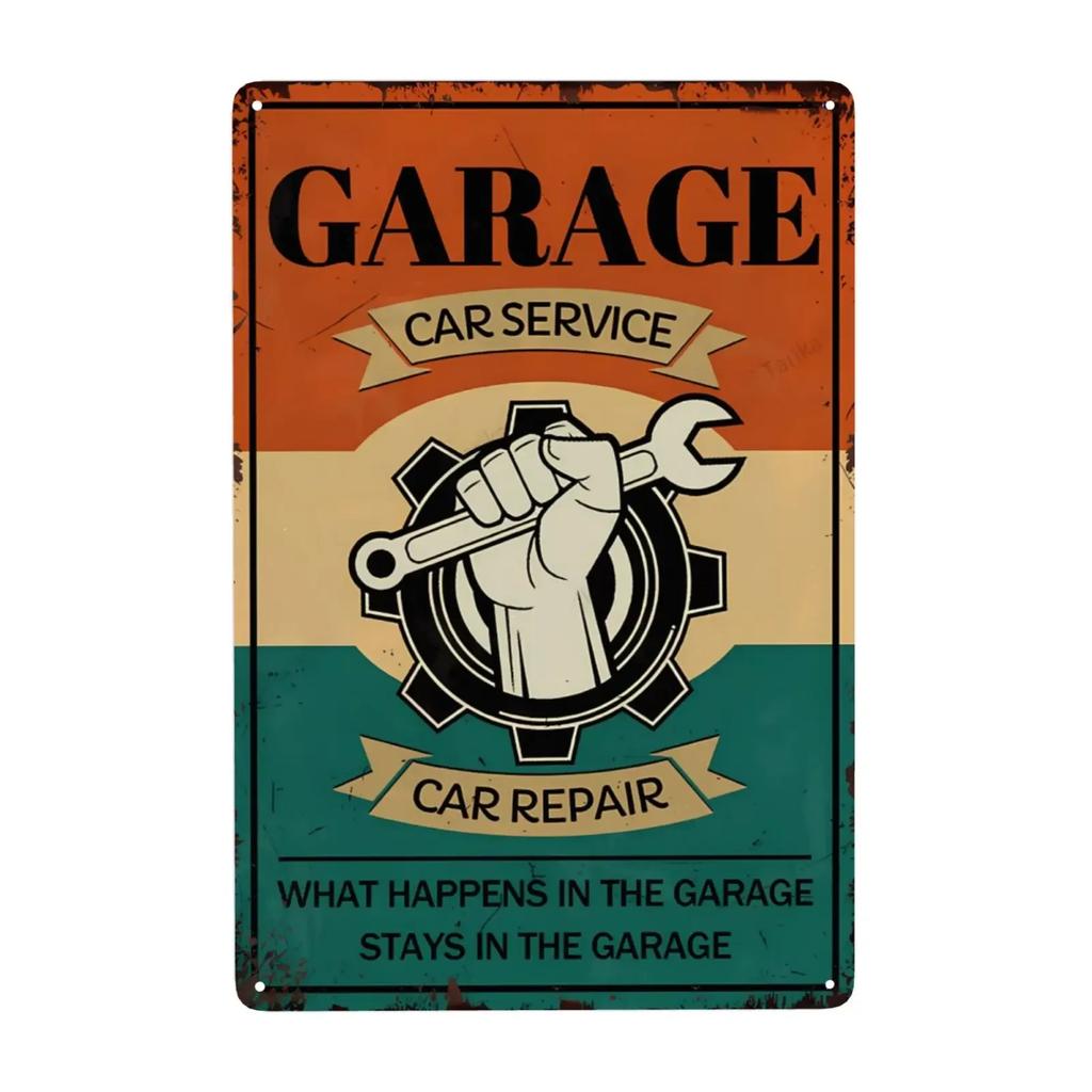 1pc, Full Service Garage Sign,Mechanic Car Service Parts Repairs Vintage Metal Signs for Cafe Bar Shop Wall Decor 8x12 Inch