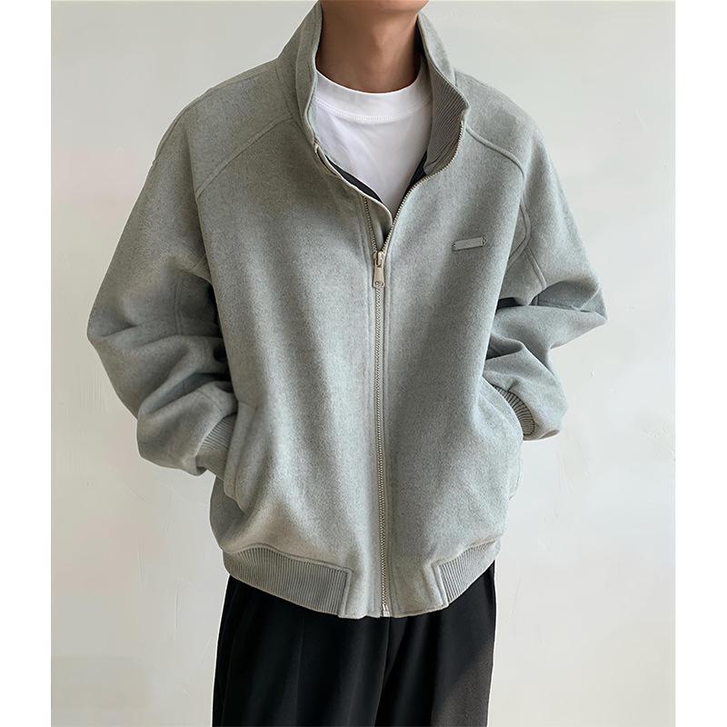 Men s Winter Gray Wool Blend Padded Jacket with Box Silhouette XXXL