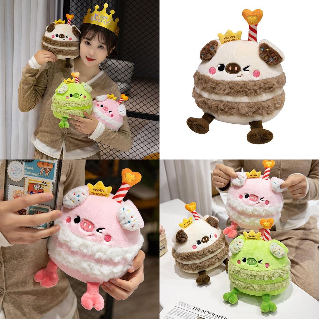 Adorable Cartoon Pig Plush Toy Birthday Cake Candle Stuffed Animal Gift For Kids