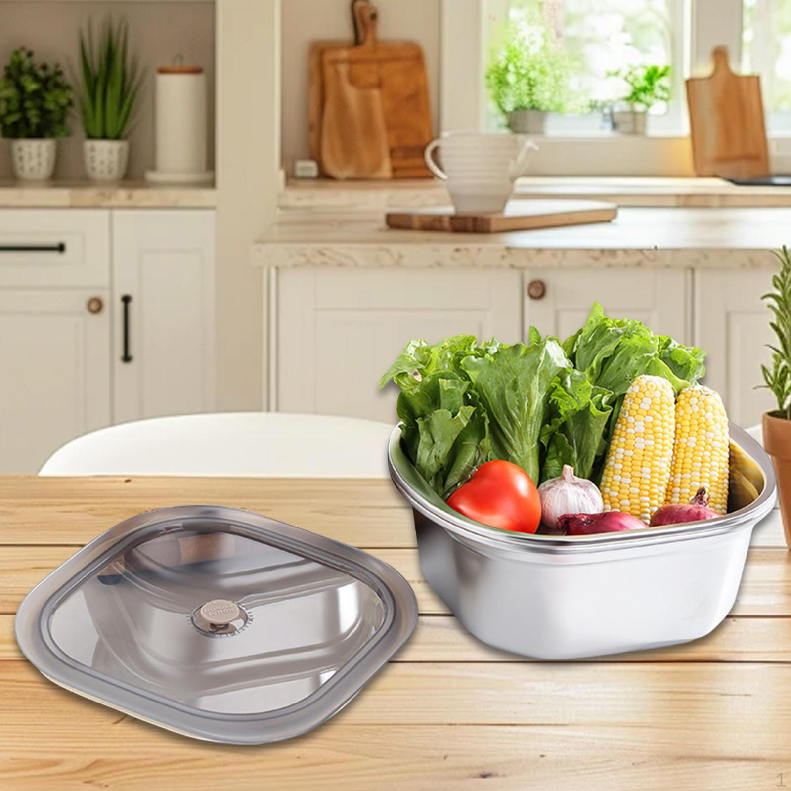 

Sieve Set Made of Stainless Steel with Fresh-keeping Containers, Salad Bowls for Grapes, Rice, 3600ml