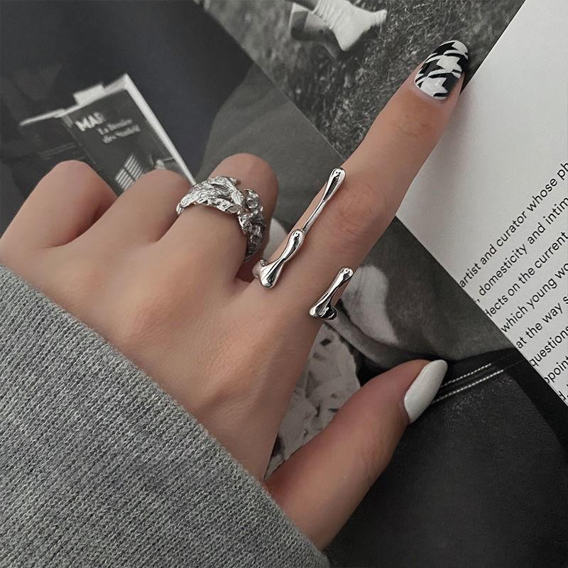 Irregular High-End Open Ring, Liquid Lava Female Cold Wind Niche Design Sense Index Finger Simple Ring