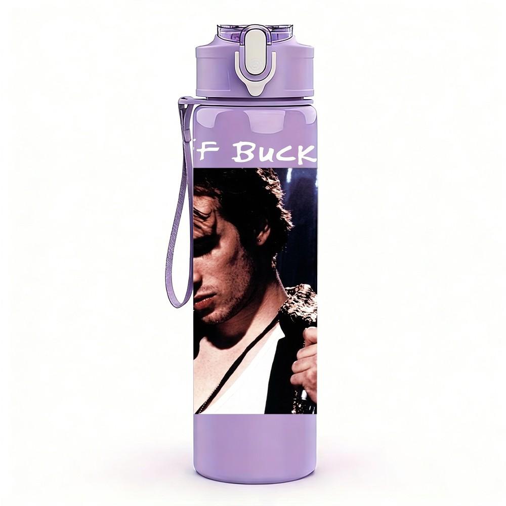 1PC Male Singer Portrait 750ml Sports Water Bottle Leakproof Straw Lid Outdoor Office Home