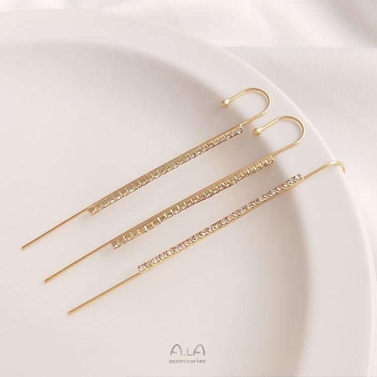 14K Gold-Filled Cubic Zirconia Stud Earrings with Conch-Style Ear Cuff