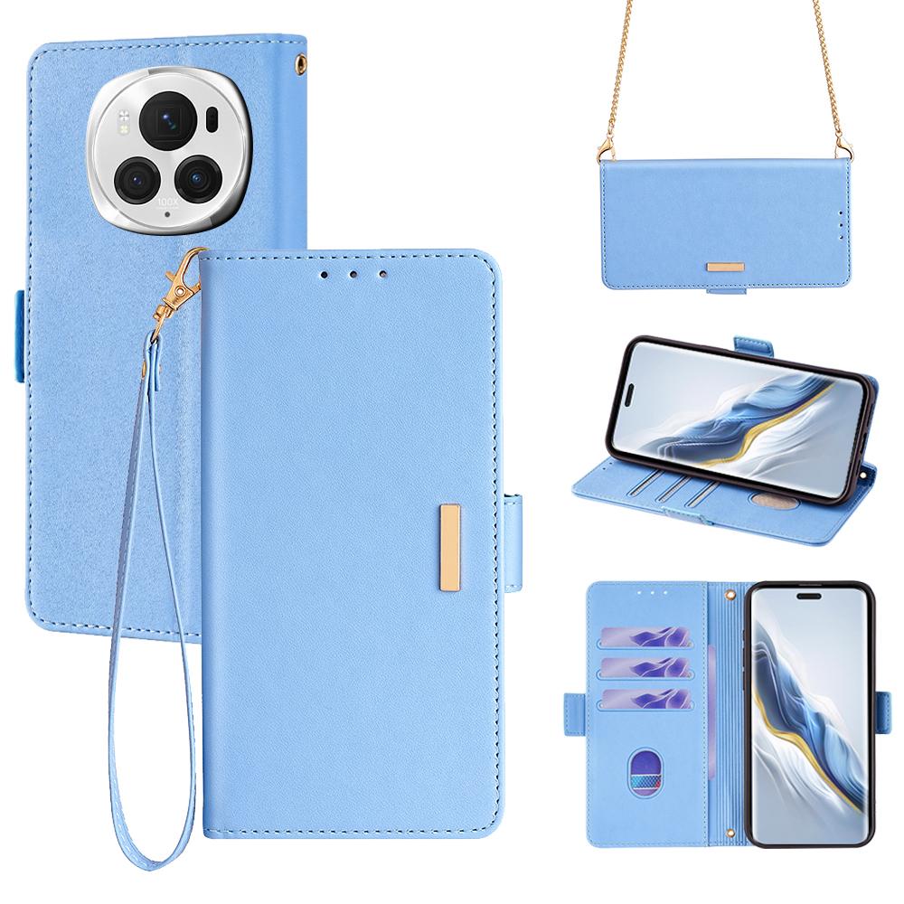 For Honor Magic6 Pro 5G Crossbody Case RFID Blocking Card Holder PU Leather Flip Phone Cover
