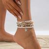 Ingemark Y2K Boho Starfish Conch Pendant Anklet for Women Summer Beach Vintage Rice Beads Ankle Barefoot Chain Foot Jewelry Set